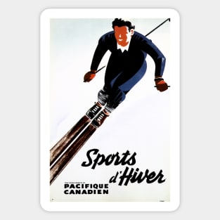 WINTER SPORTS Sports d' Hiver Skiing Holidays Vintage French Travel Sticker